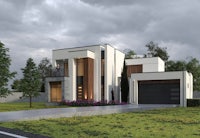 3d rendering of a modern house with a garage