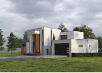 3d rendering of a modern house with a garage